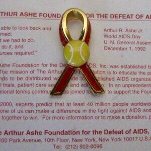 "ARTHUR ASHE AWARENESS RIBBON FOR THE DEFEAT OF AIDS, INC.-ON ORIGINAL CARD"